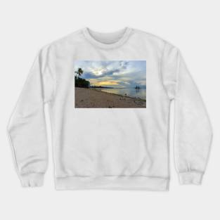 Sunset on Siquijor Island: Boatmen Carry Their Vessel Home Crewneck Sweatshirt